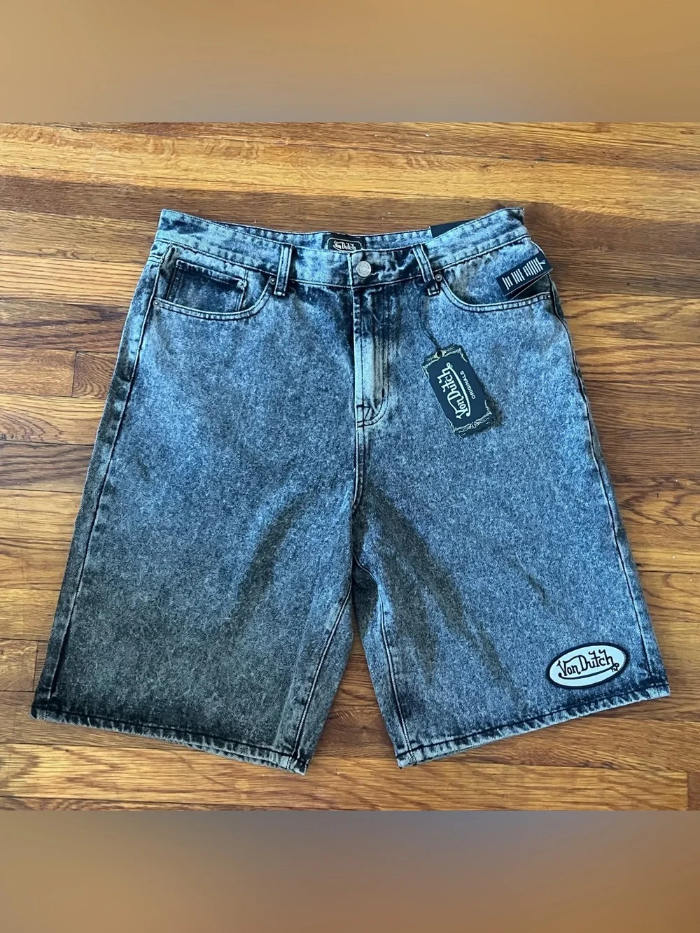 Von Dutch Baggy Long Black Denim Y2K Jorts Men’s Size 34 & 36